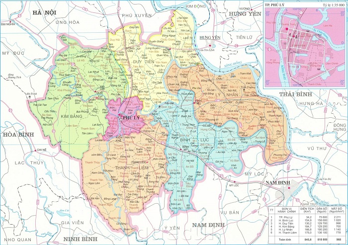 Bản đồ hành chính tỉnh Hà Nam